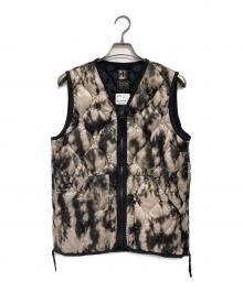 TAION（タイオン）の古着「ミリタリー VネックWジップ ダウンベスト-ソフトシェル」｜ベージュ