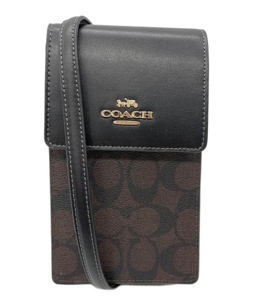 COACH（コーチ）COACH (コーチ) ノース／サウス フォーン クロスボディ・シグネチャー キャンバス ダークブラウン 未使用品の古着・服飾アイテム