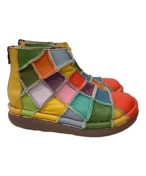 estacion（エスタシオ）estacion (エスタシオ) Estacion～エスタシオン～・本革パッチワークショートブーツ マルチカラー サイズ:Lの古着・服飾アイテム