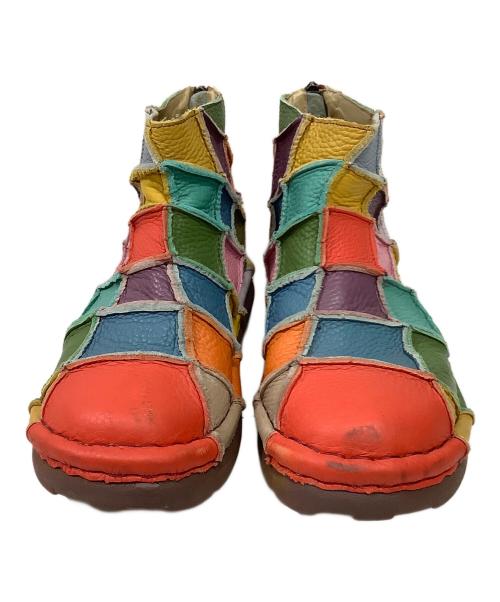 estacion（エスタシオ）estacion (エスタシオ) Estacion～エスタシオン～・本革パッチワークショートブーツ マルチカラー サイズ:Lの古着・服飾アイテム