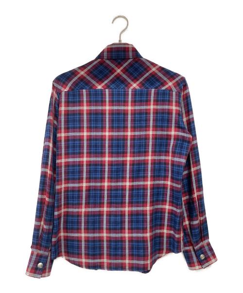 Vivienne Westwood man（ヴィヴィアン ウェストウッド マン）Vivienne Westwood man (ヴィヴィアン ウェストウッド マン) 長袖チェックシャツ レッド×ブルー サイズ:44の古着・服飾アイテム