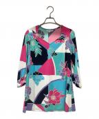 LEONARD SPORTレオナール スポーツ）の古着「花柄七分丈カットソー」｜スカイブルー