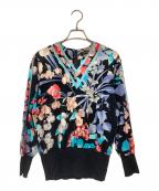 LEONARDレオナール）の古着「花柄長袖カットソー」｜ブラック