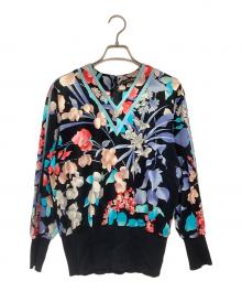 LEONARD（レオナール）の古着「花柄長袖カットソー」｜ブラック