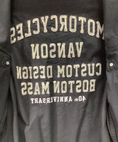 VANSON（バンソン）VANSON (バンソン) デニム・ウォバッシュストライプ長袖ワークシャツ  ブラック サイズ:XLの古着・服飾アイテム