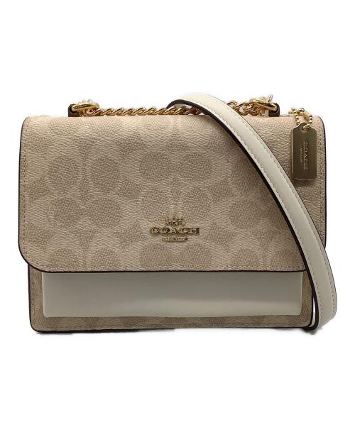 COACH（コーチ）COACH (コーチ) ミニ クレア クロスボディ バッグ・シグネチャー キャンバス　ショルダーバッグ ベージュの古着・服飾アイテム