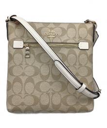 COACH（コーチ）の古着「ミニ ローアン ファイル バッグ・シグネチャー キャンバス」｜ベージュ