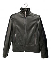 BOTTEGA VENETA（ボッテガベネタ）の古着「レザーライダースジャケット」｜ブラック