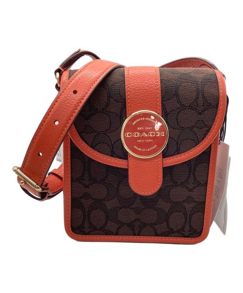 COACH（コーチ）COACH (コーチ) ノース／サウス ロニー クロスボディ シグネチャー ジャカード ブラウン×オレンジ 未使用品の古着・服飾アイテム