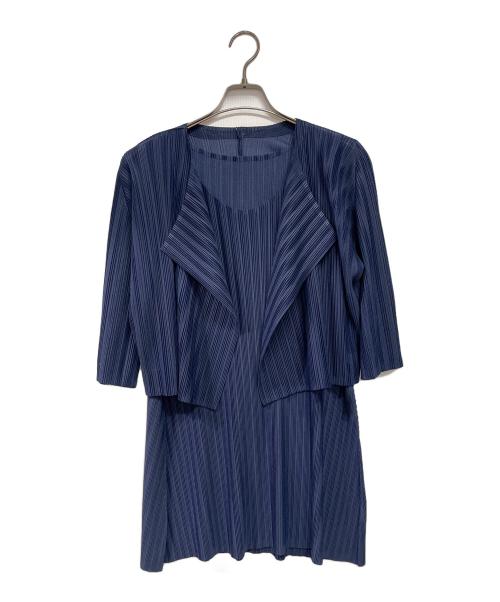 PLEATS PLEASE（プリーツプリーズ）PLEATS PLEASE (プリーツプリーズ) セットアップブラウス ネイビー サイズ:03の古着・服飾アイテム