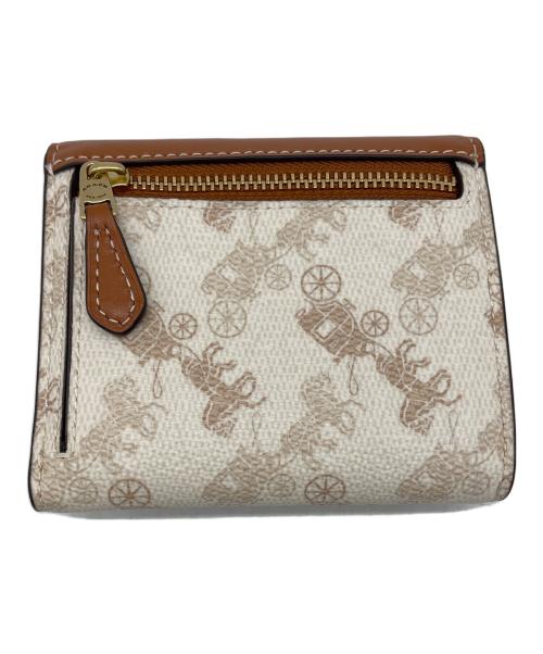 COACH（コーチ）COACH (コーチ) ミラ ホース アンド キャリッジ プリント／3つ折り財布 ブラウン×ホワイト 未使用品の古着・服飾アイテム