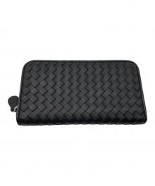 BOTTEGA VENETA（ボッテガベネタ）の古着「イントレチャート ジップアラウンドウォレット」｜ブラック