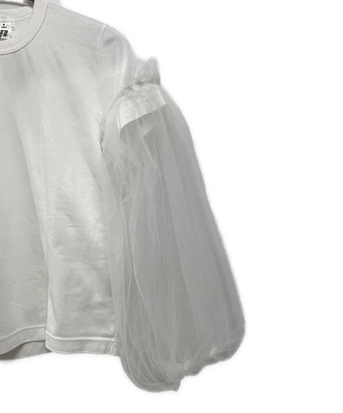 COMME des GARCONS（コムデギャルソン）COMME des GARCONS (コムデギャルソン) noir kei ninomiya (ノワール ケイ ニノミヤ) チュールスリーブカットソー ホワイト サイズ:Mの古着・服飾アイテム