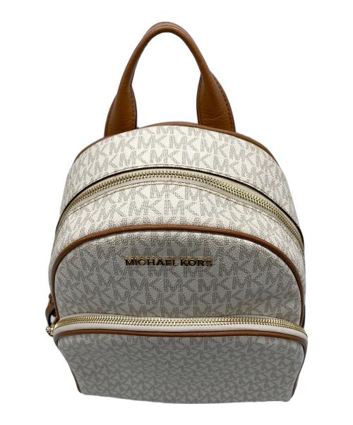 MICHAEL KORS（マイケル・コース）MICHAEL KORS (マイケル・コース) ABBEY BACKPACK／リュック ホワイト×ブラウンの古着・服飾アイテム