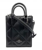 COACHコーチ）の古着「ノース サウス ミニ トート・パフィー ダイヤモンド キルティング」｜ブラック