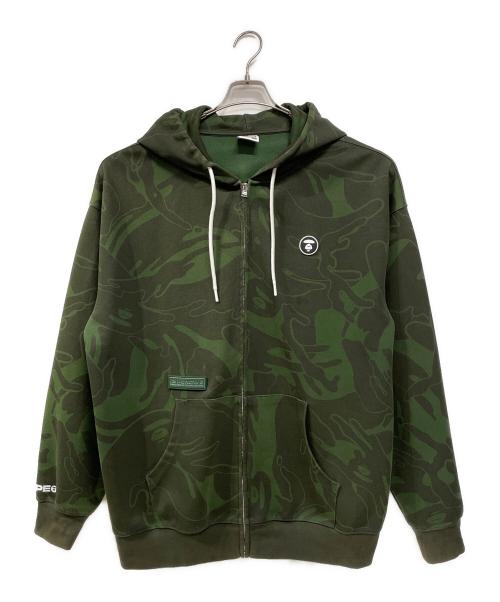 A BATHING APE（アベイシングエイプ）A BATHING APE (ア ベイシング エイプ) Moonface フーデッドジャケット グリーン サイズ:XXLの古着・服飾アイテム