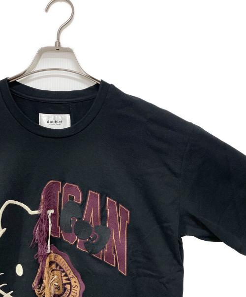 doublet（ダブレット）doublet (ダブレット) DOUBLE-FACED EMBROIDERY T-SHIRT ブラック サイズ:Mの古着・服飾アイテム
