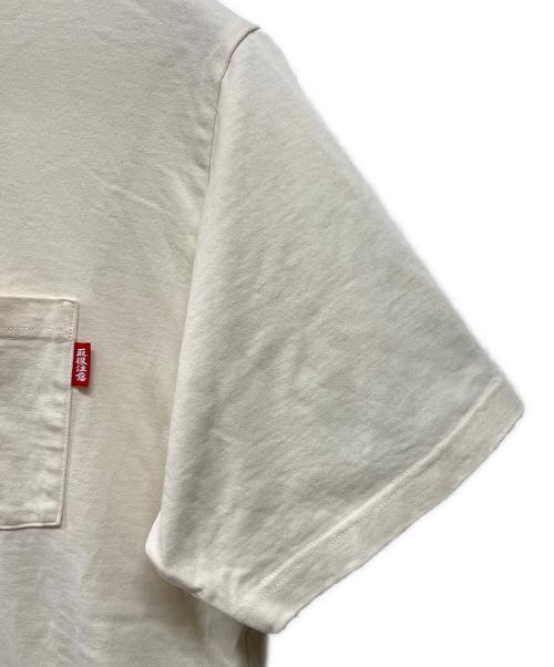 BlackEyePatch（ブラックアイパッチ）BlackEyePatch (ブラックアイパッチ) 半袖カットソー アイボリー×グリーン サイズ:extra　largeの古着・服飾アイテム