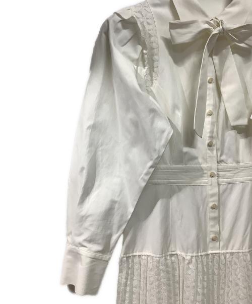 furfur（ファーファー）furfur (ファーファー) ボウタイシャツロングワンピース ホワイト サイズ:Fの古着・服飾アイテム