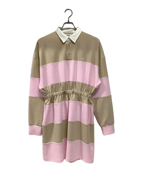 furfur（ファーファー）FURFUR (ファーファー) ポロシャツミニワンピース ベージュ×ピンク サイズ:Fの古着・服飾アイテム