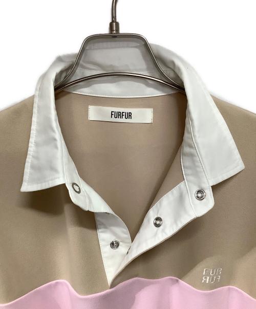 furfur（ファーファー）FURFUR (ファーファー) ポロシャツミニワンピース ベージュ×ピンク サイズ:Fの古着・服飾アイテム