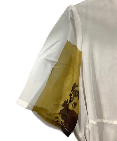 Ameri（アメリ）AMERI (アメリ) 半袖ワンピース ホワイト×カーキ サイズ:Sの古着・服飾アイテム