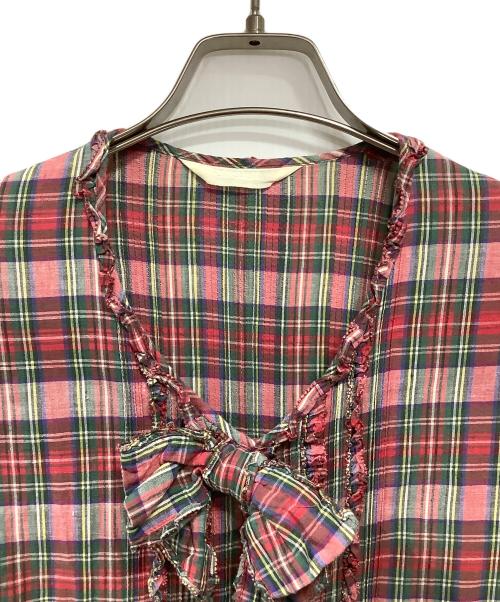PINK HOUSE（ピンクハウス）PINK HOUSE (ピンクハウス) パフスリーブチェックワンピース レッド サイズ:記載なしの古着・服飾アイテム