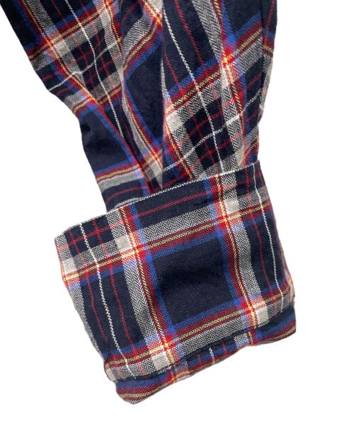 Vivienne Westwood（ヴィヴィアンウエストウッド）Vivienne Westwood (ヴィヴィアンウエストウッド) チェック柄変形ドレープシャツ ネイビー サイズ:不明の古着・服飾アイテム