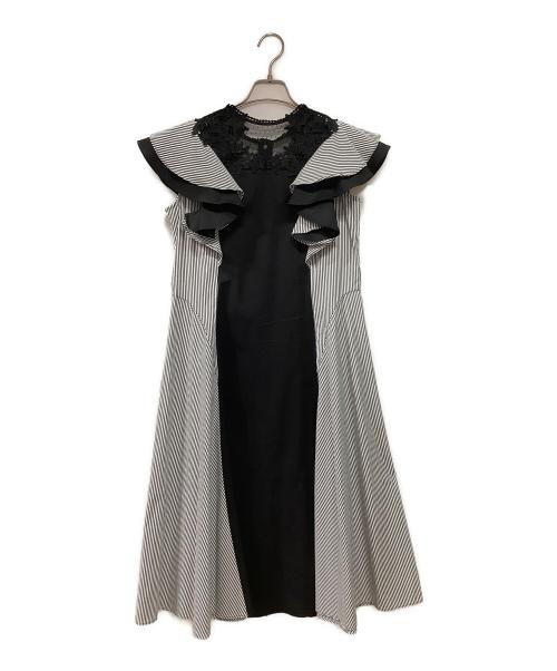 furfur（ファーファー）FURFUR (ファーファー) ノースリーブワンピース ブラック×ホワイト サイズ:1の古着・服飾アイテム