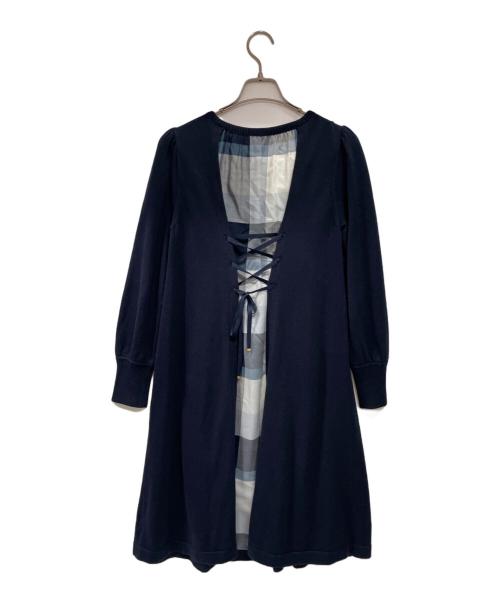 BLUE LABEL CRESTBRIDGE（ブルーレーベルクレストブリッジ）BLUE LABEL CRESTBRIDGE (ブルーレーベルクレストブリッジ) 長袖ワンピース ネイビー サイズ:38の古着・服飾アイテム