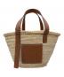 LOEWE（ロエベ）の古着「バスケットバッグ（ヤシの葉&カーフ） ミディアムサイズ 」｜ベージュ×ブラウン