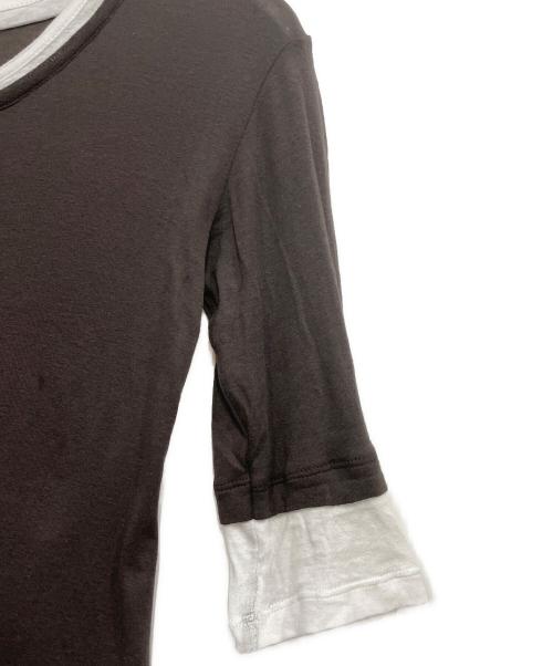 Gimaguas（ギマガス）Gimaguas (ギマガス) レイヤード風七分袖カットソー ブラウン サイズ:Mの古着・服飾アイテム