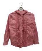 PINK HOUSEピンクハウス）の古着「フーデット長袖ブラウス」｜レッド