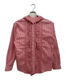 PINK HOUSE（ピンクハウス）の古着「フーデット長袖ブラウス」｜レッド