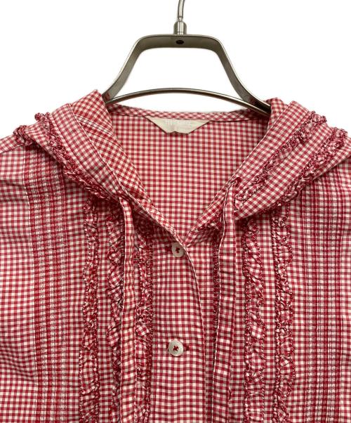 PINK HOUSE（ピンクハウス）PINK HOUSE (ピンクハウス) フーデット長袖ブラウス レッド サイズ:記載なしの古着・服飾アイテム