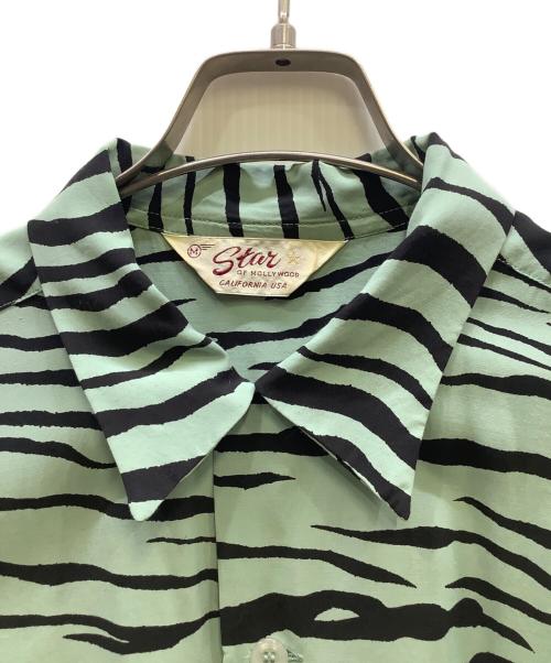 Star OF HOLLYWOOD（スターオブハリウッド）Star OF HOLLYWOOD (スターオブハリウッド) HIGH DENSITY RAYON OPEN SHIRT “TIGER” スカイブルー サイズ:Mの古着・服飾アイテム