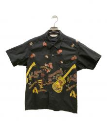 Star OF HOLLYWOOD（スターオブハリウッド）の古着「ROCK'N'ROLL GUITAR コットンオープンシャツ」｜ブラック