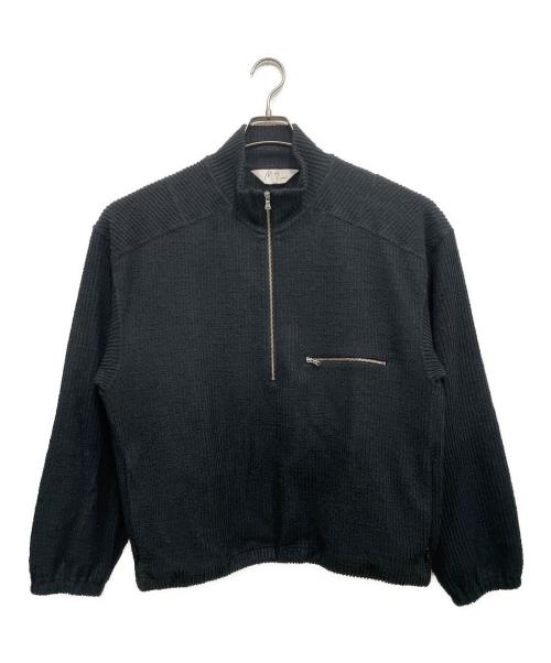 ANCELLM（アンセルム）ANCELLM (アンセルム) CUT STRIPE HALF ZIP PULL OVER SHIRT ブラック サイズ:1の古着・服飾アイテム