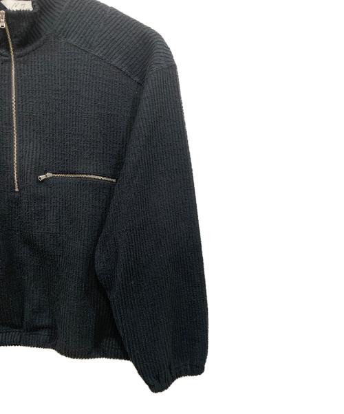 ANCELLM（アンセルム）ANCELLM (アンセルム) CUT STRIPE HALF ZIP PULL OVER SHIRT ブラック サイズ:1の古着・服飾アイテム