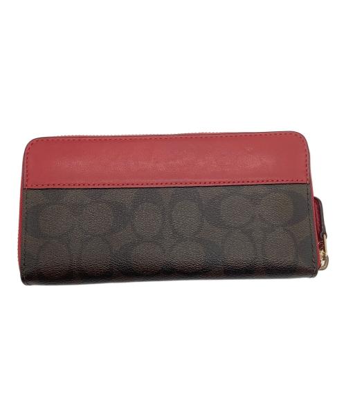 COACH（コーチ）COACH (コーチ) 長財布 ブラウン×レッドの古着・服飾アイテム