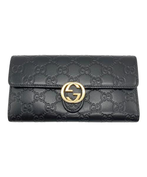 GUCCI（グッチ）GUCCI (グッチ) インターロッキングG／長財布 ブラックの古着・服飾アイテム