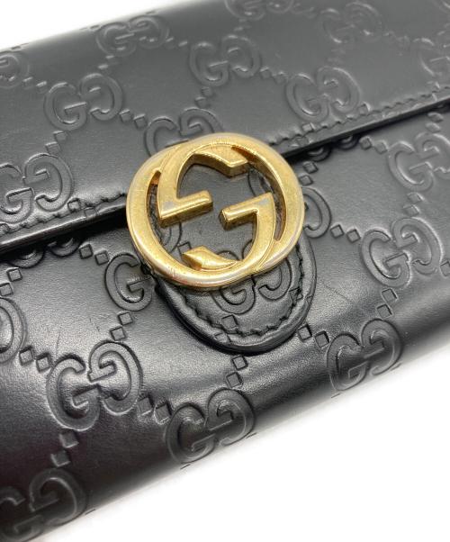 GUCCI（グッチ）GUCCI (グッチ) インターロッキングG／長財布 ブラックの古着・服飾アイテム
