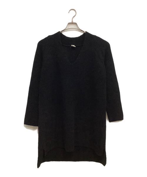 HERMES（エルメス）HERMES (エルメス) Vネックヤクウールニットワンピース ブラック サイズ:36の古着・服飾アイテム