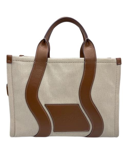 MARC JACOBS（マークジェイコブス）MARC JACOBS (マークジェイコブス) ザウェイビー キャンバス トートバッグ ミディアム ホワイト×ブラウンの古着・服飾アイテム