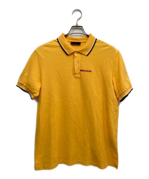 PRADA（プラダ）PRADA (プラダ) フロントラバー ラインポロシャツ オレンジ サイズ:XLの古着・服飾アイテム