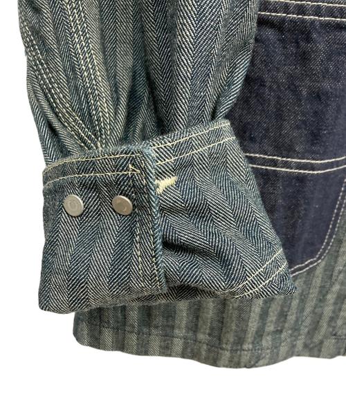 GANRYU（ガンリュウ）GANRYU (ガンリュウ) COMME des GARCONS (コムデギャルソン) ヘリンボーンテーラードジャケット ネイビー サイズ:Sの古着・服飾アイテム