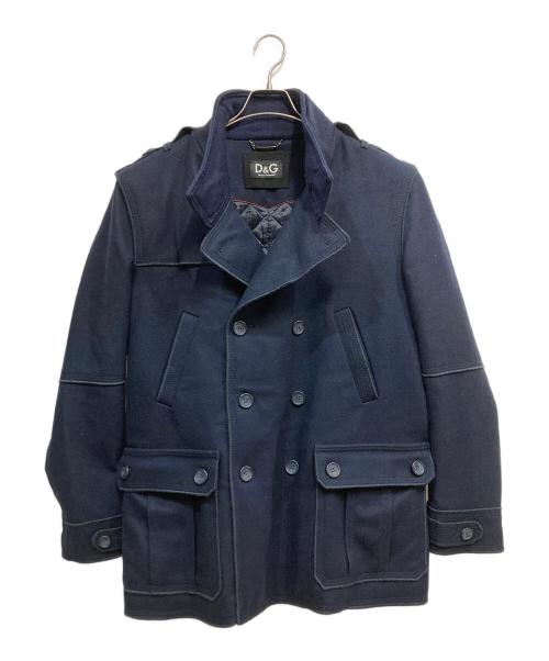 DOLCE & GABBANA（ドルチェ＆ガッバーナ）DOLCE & GABBANA (ドルチェ＆ガッバーナ) ミリタリーウールPコート ネイビー サイズ:52の古着・服飾アイテム