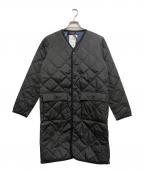 TAIONタイオン）の古着「シティ パイピングVネック ロングダウンカーディガン」｜ブラック