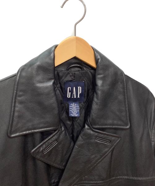 OLD GAP（オールドギャップ）OLD GAP (オールドギャップ) カウレザー Pコート ブラック サイズ:Sの古着・服飾アイテム