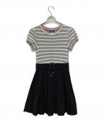 BLUE LABEL CRESTBRIDGEブルーレーベルクレストブリッジ）の古着「ドッキングワンピース」｜ブラック×グレー